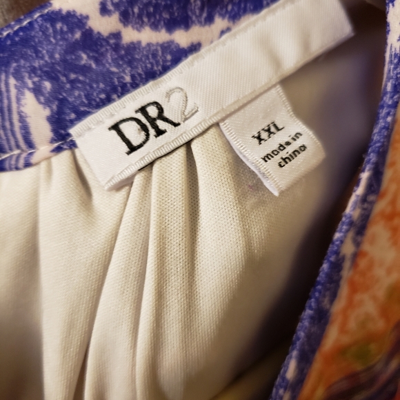 WOMEN'S SPRING SUMMER DR2 DRESS PAISLEY RED ORANGE PURPLE 2XL SOFT LIGHT AIRY - Picture 4 of 4